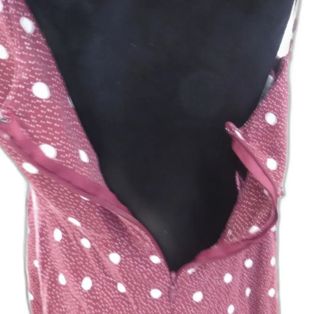 Old Navy Fit and Flare Polka Dot Cami Dress Burgundy/White Retro L EUC - Picture 4 of 8